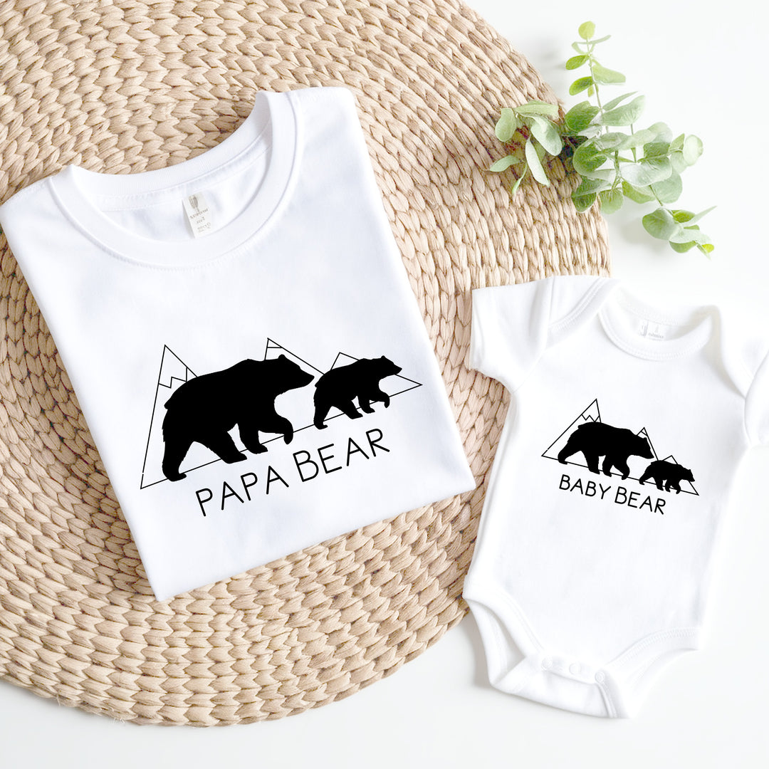 Personalised Papa Bear and Baby Bear Matching T-shirt/Vest