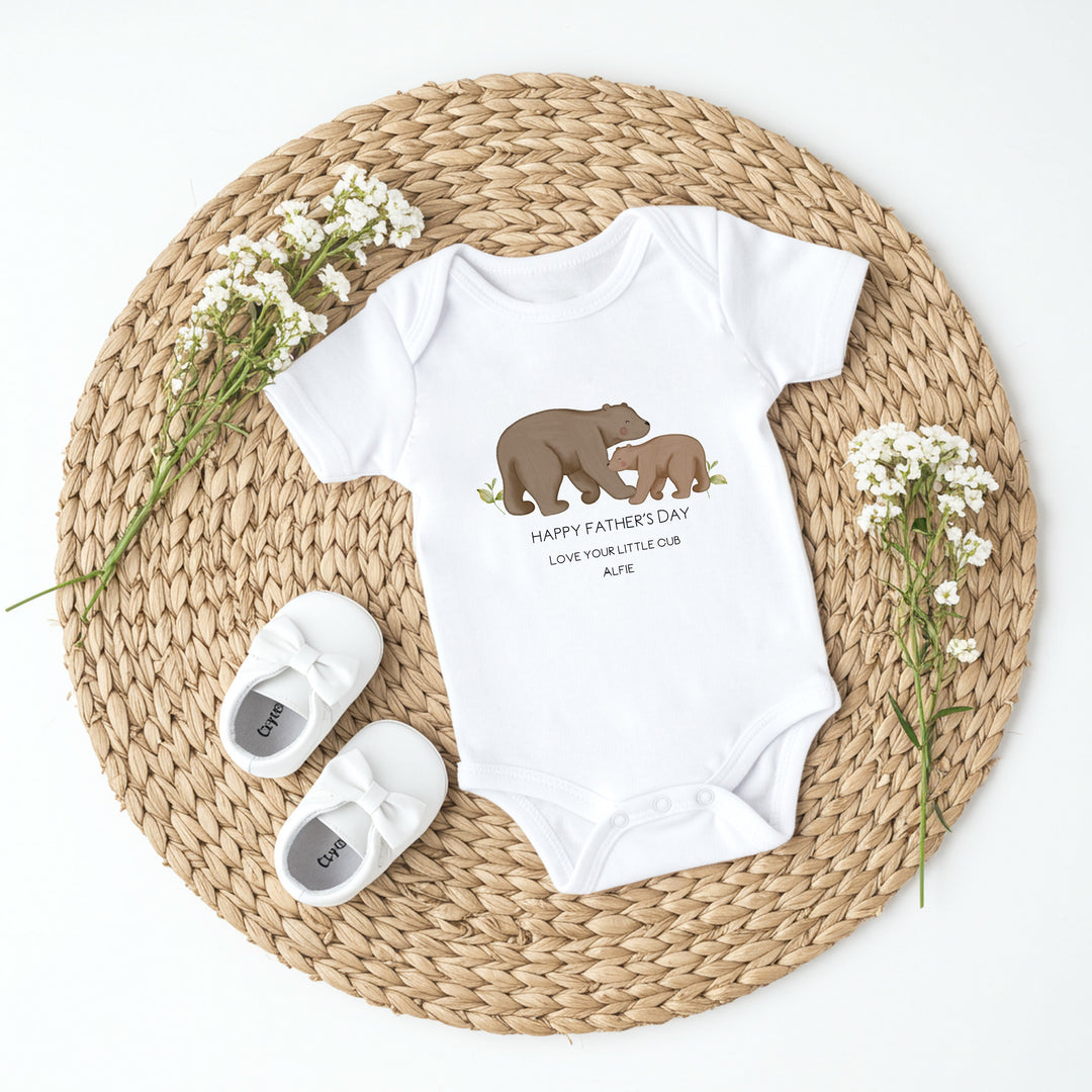 Personalised Brown Bears Happy Father's Day Babygrow/Vest