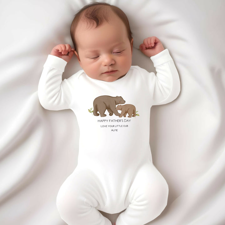 Personalised Brown Bears Happy Father's Day Babygrow/Vest