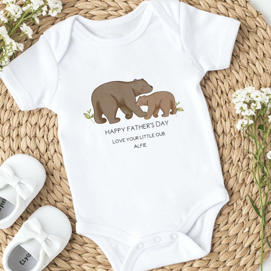 Personalised Brown Bears Happy Father's Day Babygrow/Vest