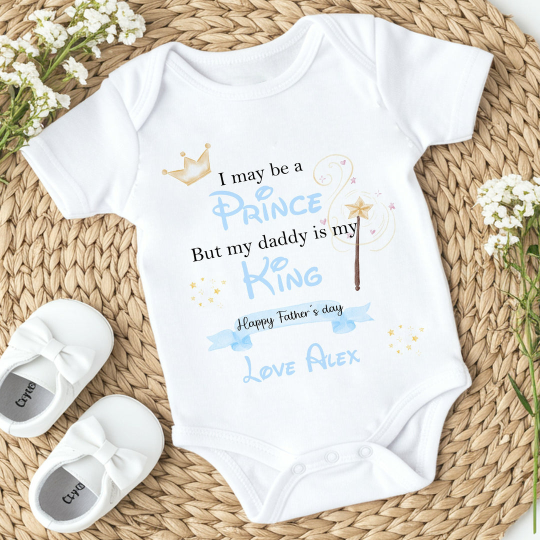 Personalised Daddy is my King Father's Day Babygrow/Vest