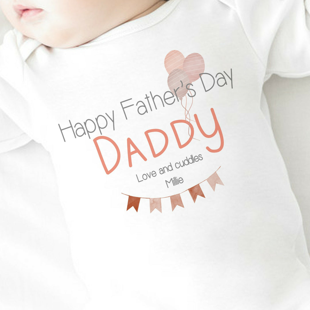 Personalised Red Banner Happy Father's Day Babygrow/Vest