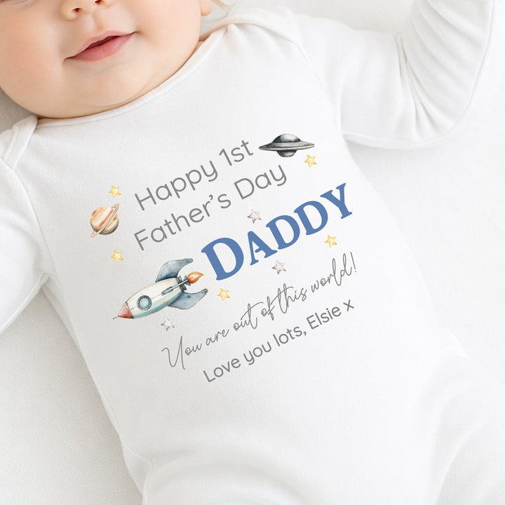 Personalised Out Of This World Father's Day Baby Grow or Vest