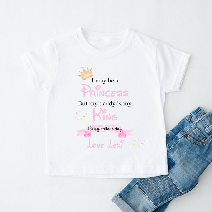 Personalised My Daddy Is My King Pink Father's Day T-shirt