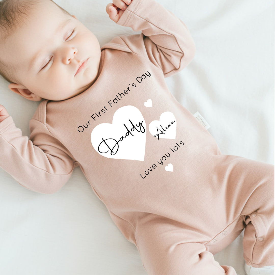 Personalised Pink Hearts Our First Father&