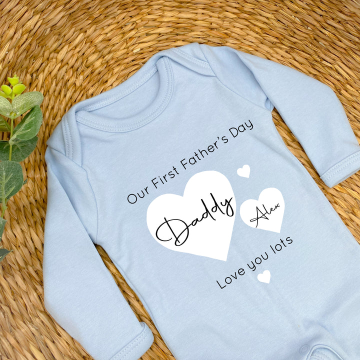 Personalised Blue Hearts Our First Father&