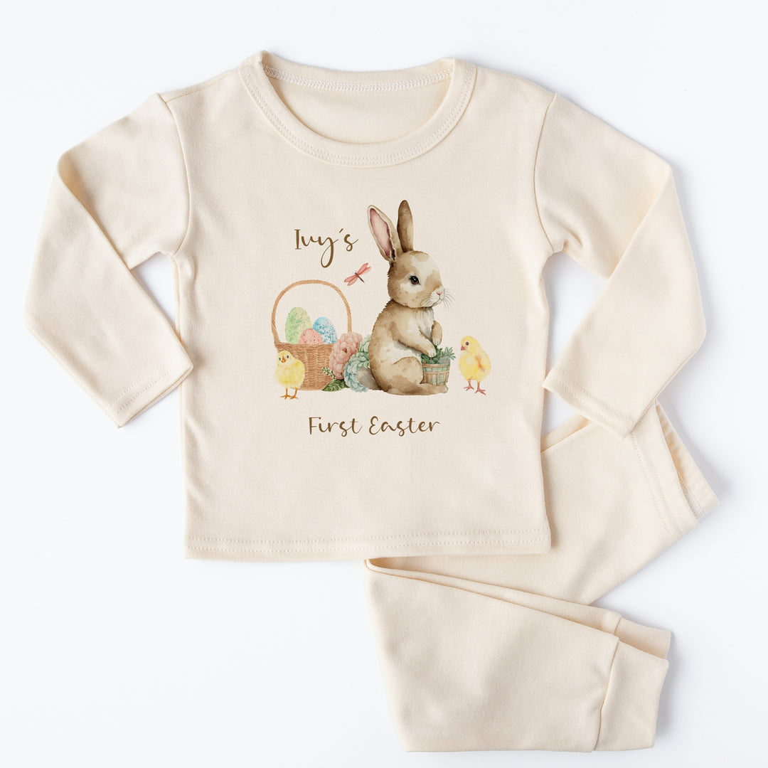 Personalised Brown Bunny Beige First Easter Pyjamas