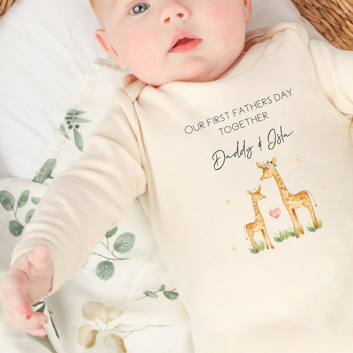 Our First Father's Day Giraffes Babygrow/Baby Vest