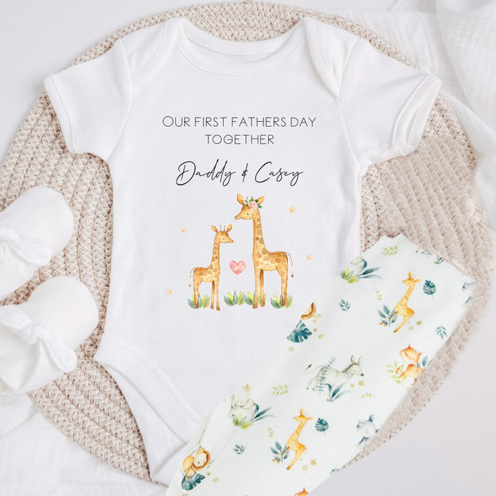 Personalised Our First Father's Day Giraffe With Optional Leggings