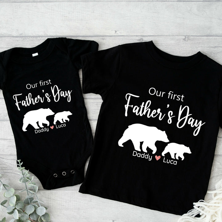 Personalised Our First Father's Day Matching T-shirt & Vest