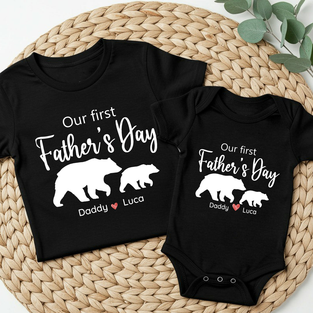 Personalised Our First Father's Day Matching T-shirt & Vest