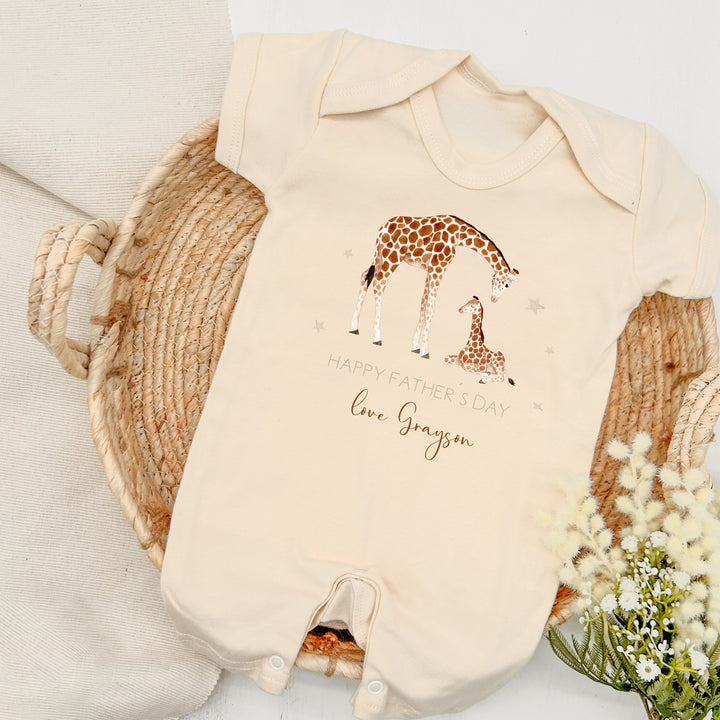 Personalised Giraffes Happy Father's Day Romper/Vest