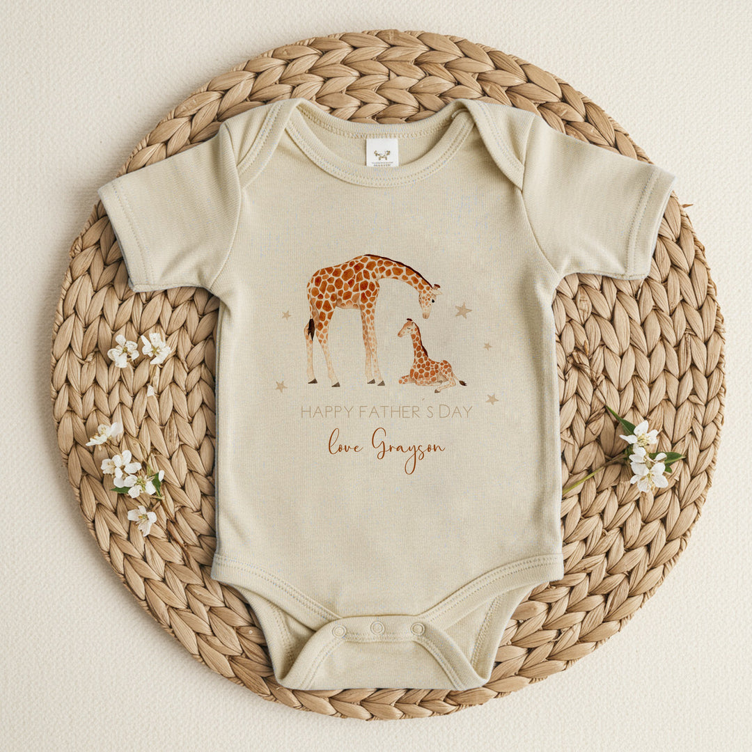 Personalised Giraffes Happy Father's Day Romper/Vest