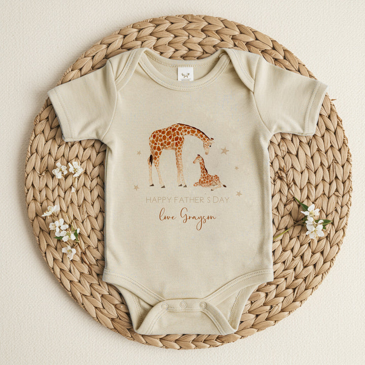 Personalised Giraffes Happy Father's Day Romper/Vest