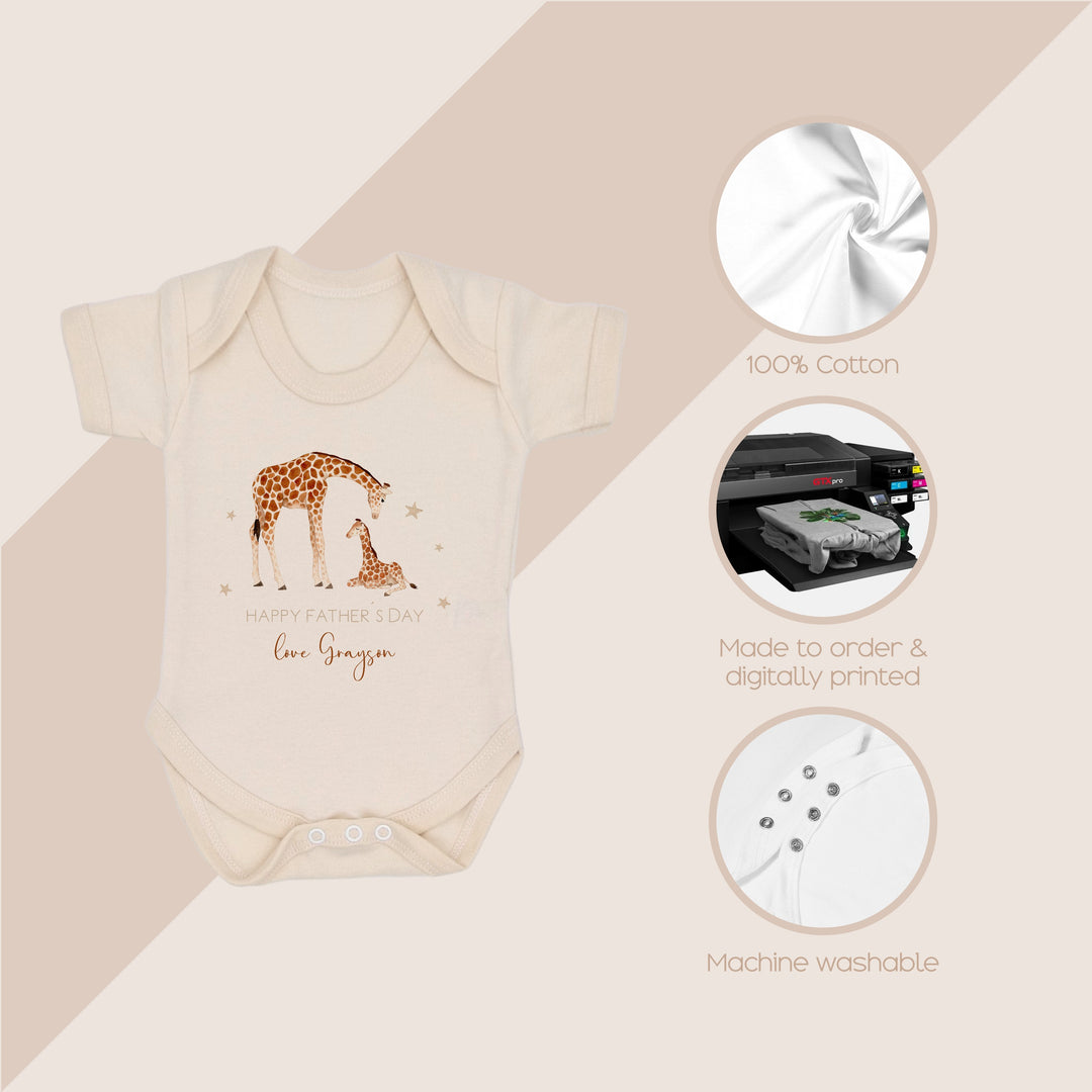 Personalised Giraffes Happy Father's Day Romper/Vest