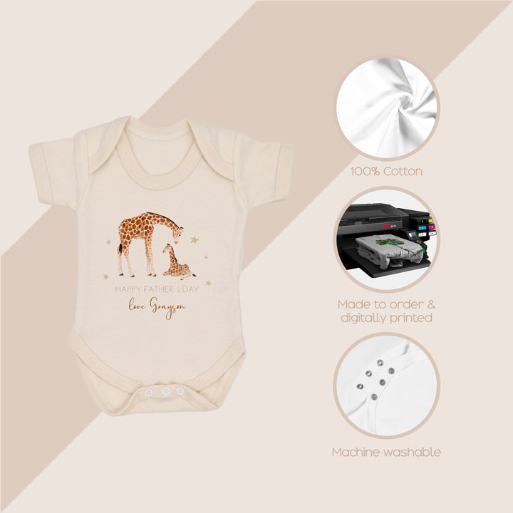 Personalised Giraffes Happy Father's Day Romper/Vest