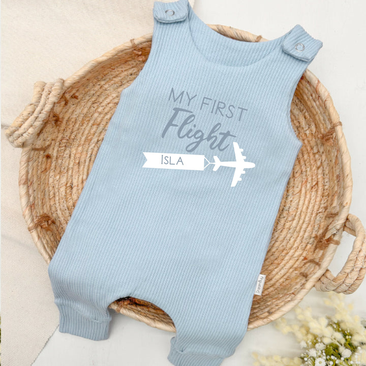 Personalised First Flight Ribbed Dungarees