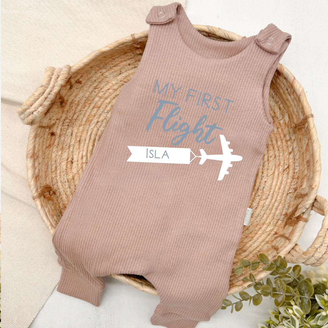 Personalised First Flight Ribbed Dungarees