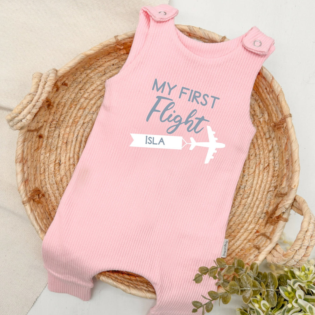 Personalised First Flight Ribbed Dungarees
