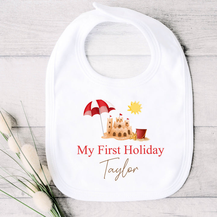 Personalised My First Holiday Beach Babygrow/Vest