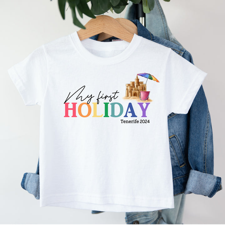 Personalised Rainbow My First Holiday T-shirt