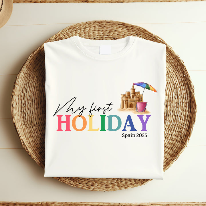 Personalised Rainbow My First Holiday T-shirt