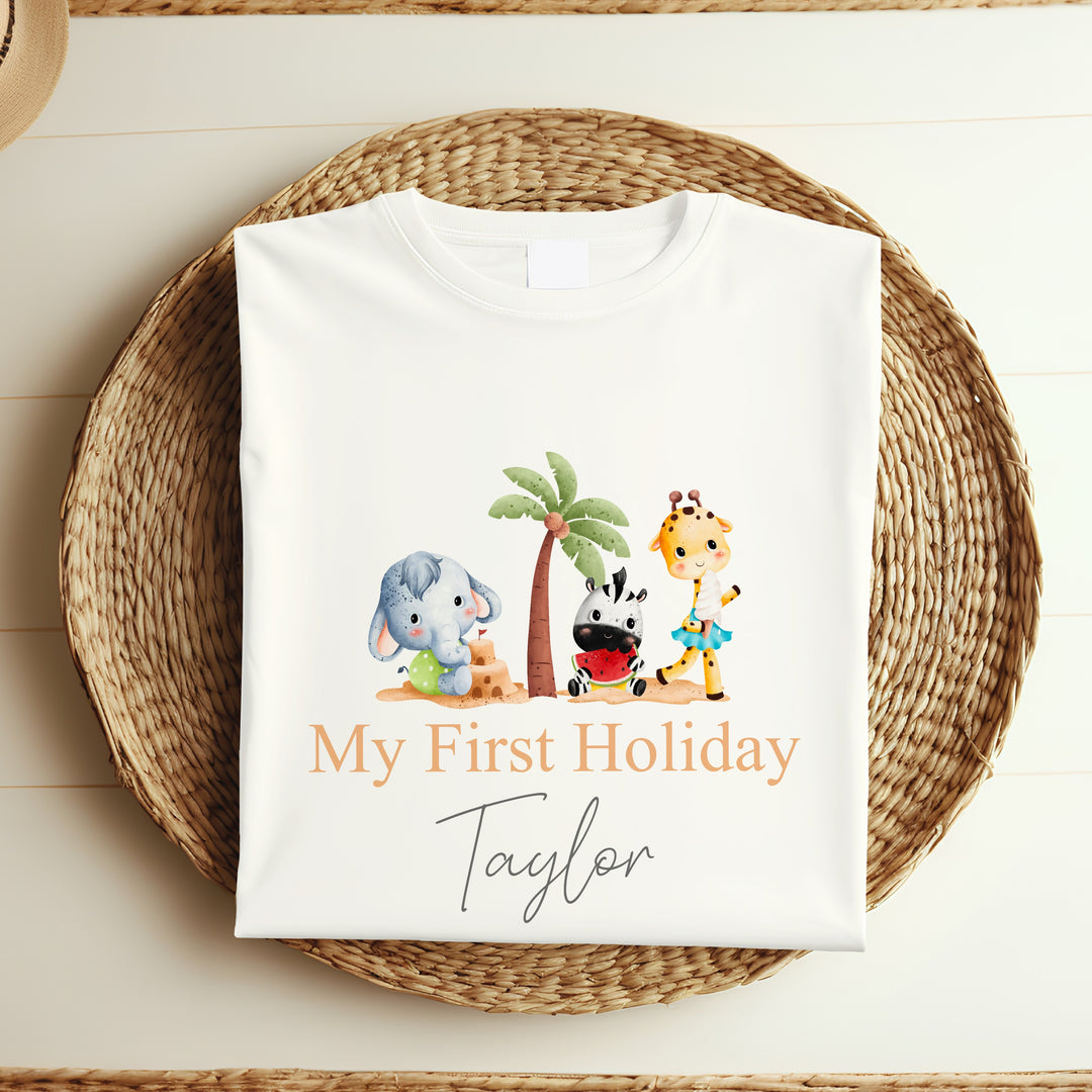 Personalised My First Holiday Animals T-shirt