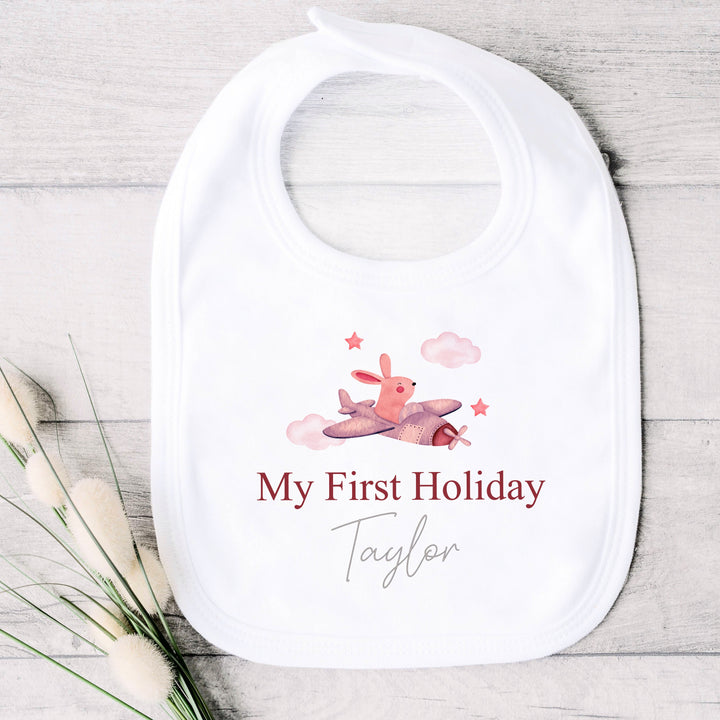 Personalised My First Holiday Pink Plane Babygrow/Vest