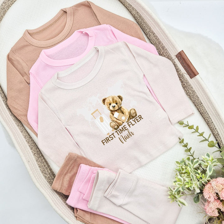 Personalised Teddy Bear First Time Flyer Ribbed Loungewear