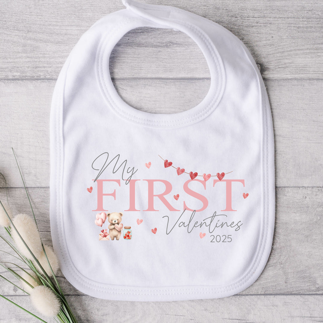 Personalised Pink My First Valentines Day Babygrow/Vest