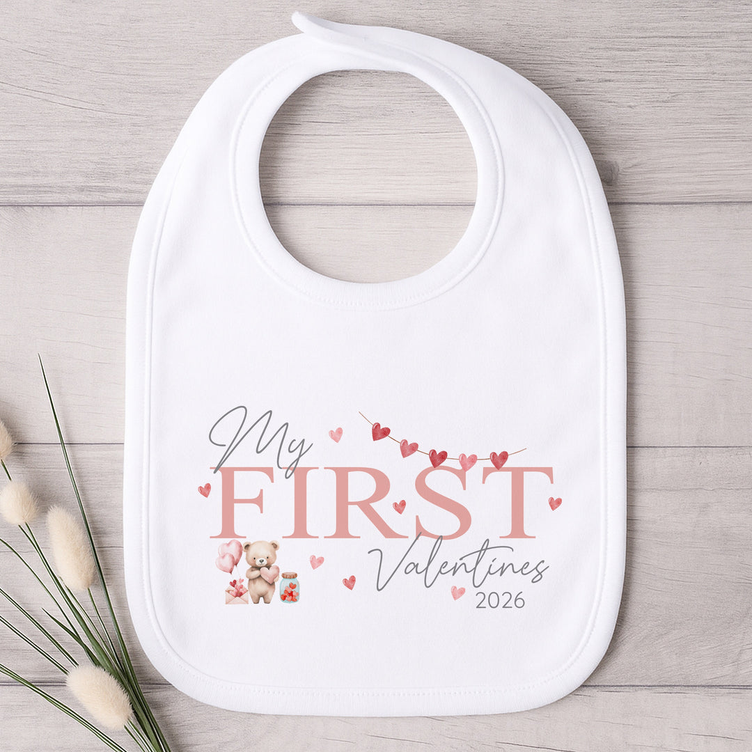 Personalised Pink My First Valentines Day Baby Grow or Vest