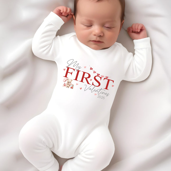 Personalised Red My First Valentines Day Babygrow/Vest