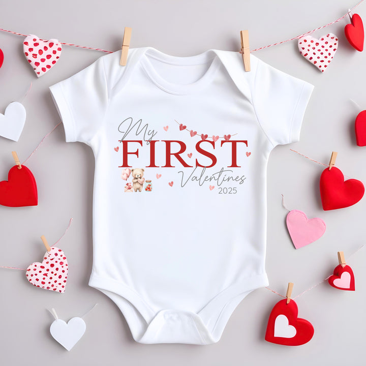 Personalised Red My First Valentines Day Babygrow/Vest