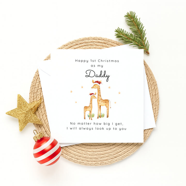 Personalised Giraffe Happy First Christmas As My Daddy Christmas Card