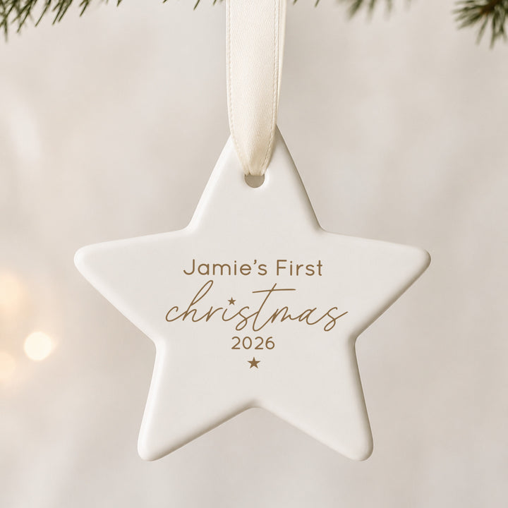 Personalised Gold Star My First Christmas Bauble
