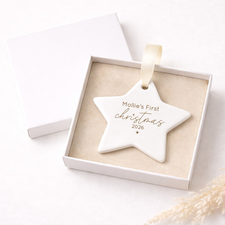 Personalised Gold Star My First Christmas Bauble