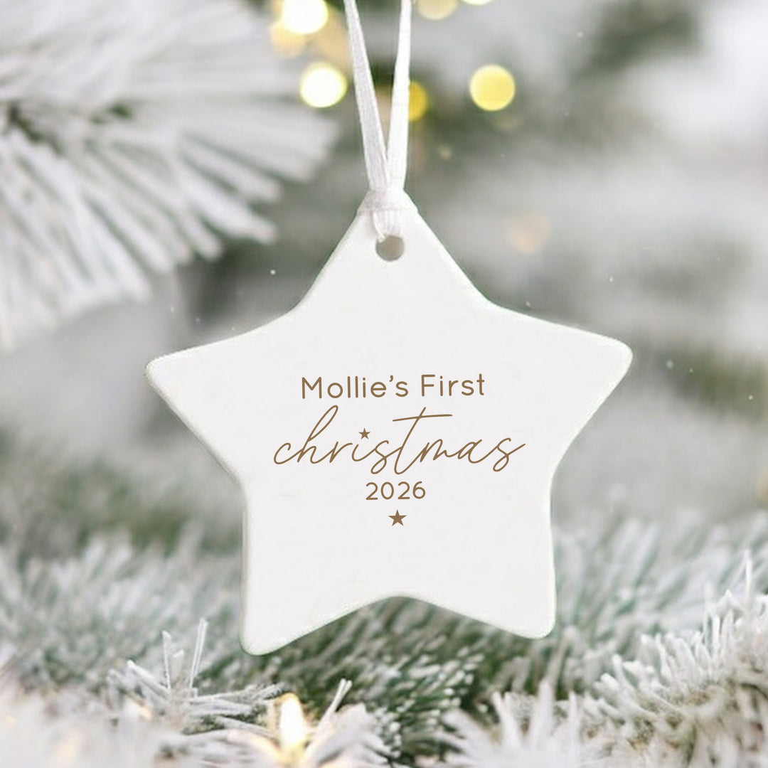 Personalised Gold Star My First Christmas Bauble