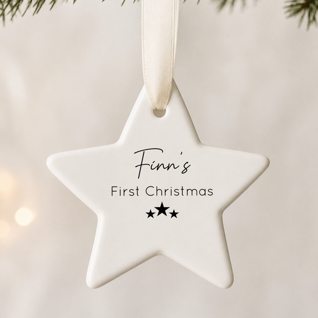 Personalised Ceramic Star My First Christmas Bauble