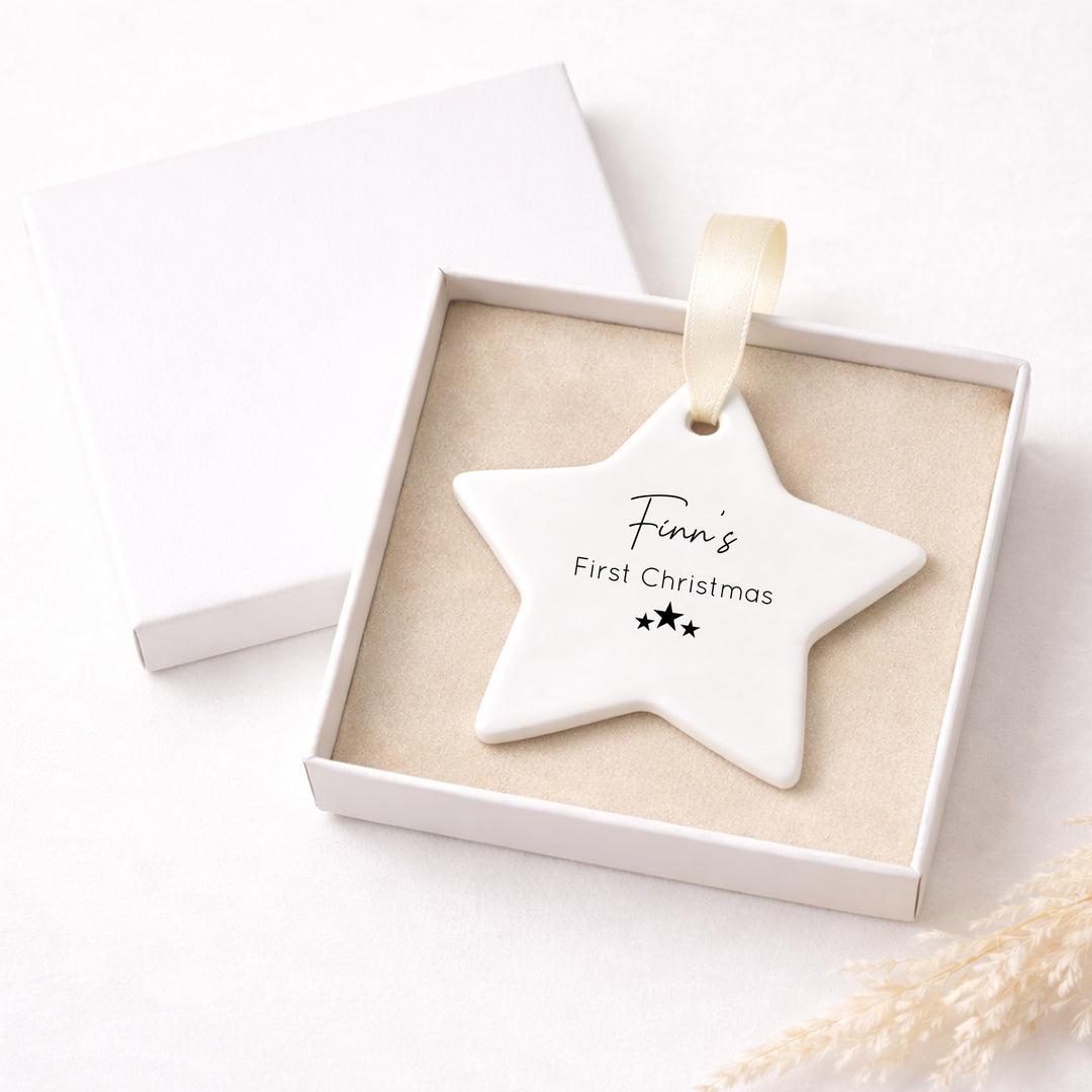 Personalised Ceramic Star My First Christmas Bauble