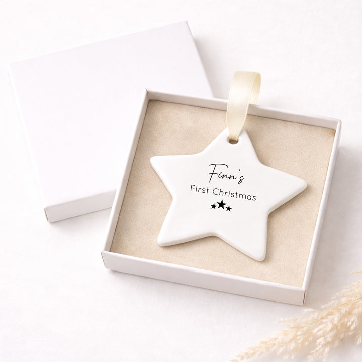 Personalised Ceramic Star My First Christmas Bauble