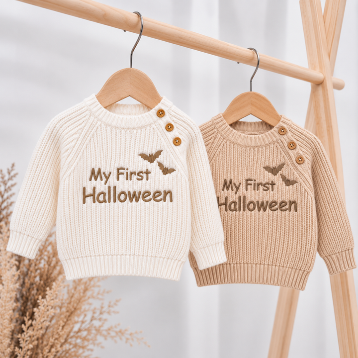 Embroidered Ribbed My First Halloween Jumper