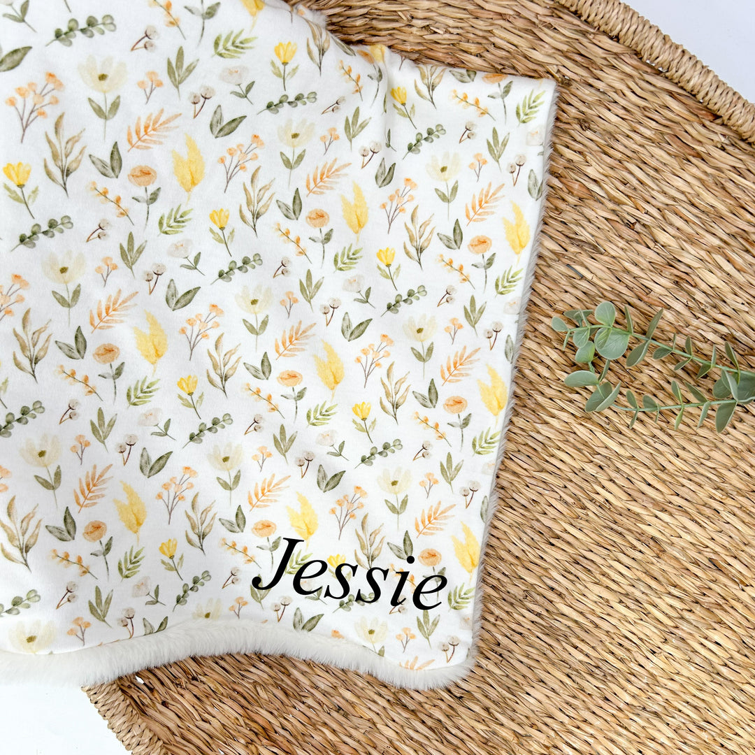 Personalised Embroidered Floral Blanket