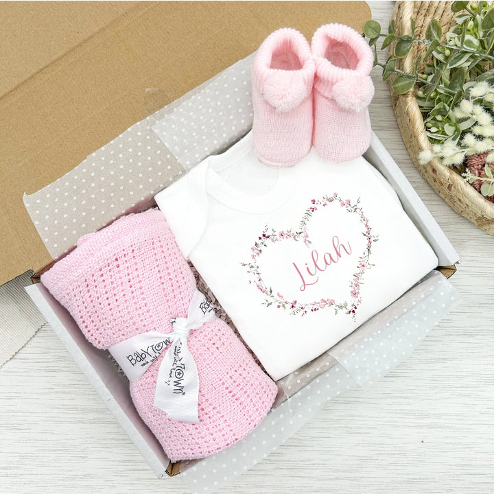 Personalised Pink Wreath Clothing Hamper Sets