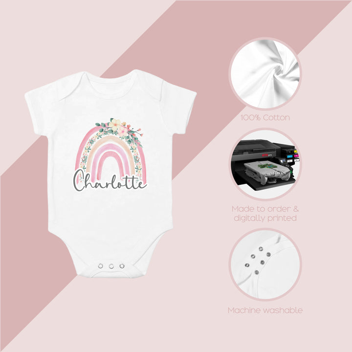These baby vests and baby grows/sleepsuits are 100% Cotton and are made to order. They can be machine washed