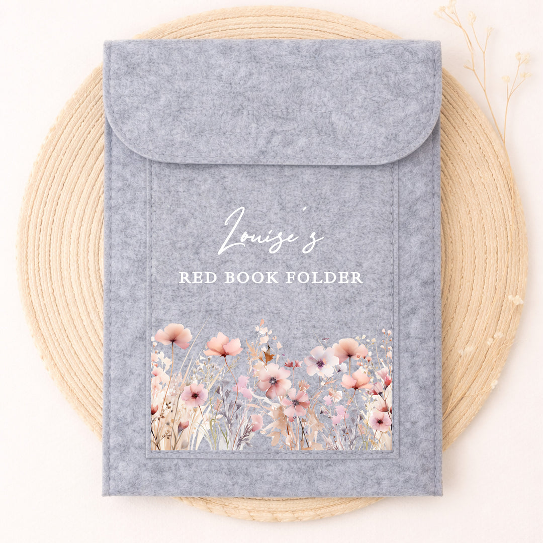 Personalised Pink Floral Red Book Cover