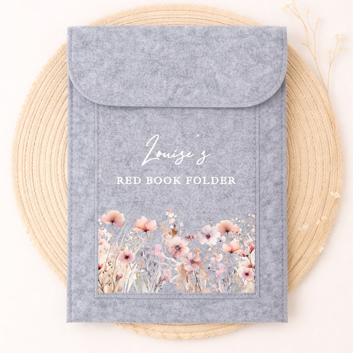 Personalised Pink Floral Red Book Cover