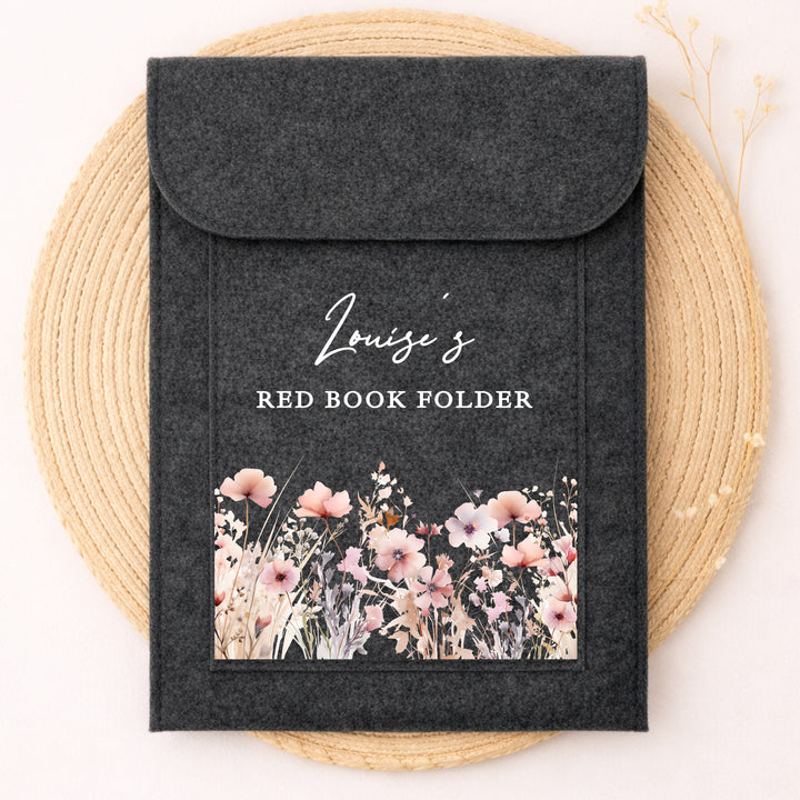 Personalised Pink Floral Red Book Cover