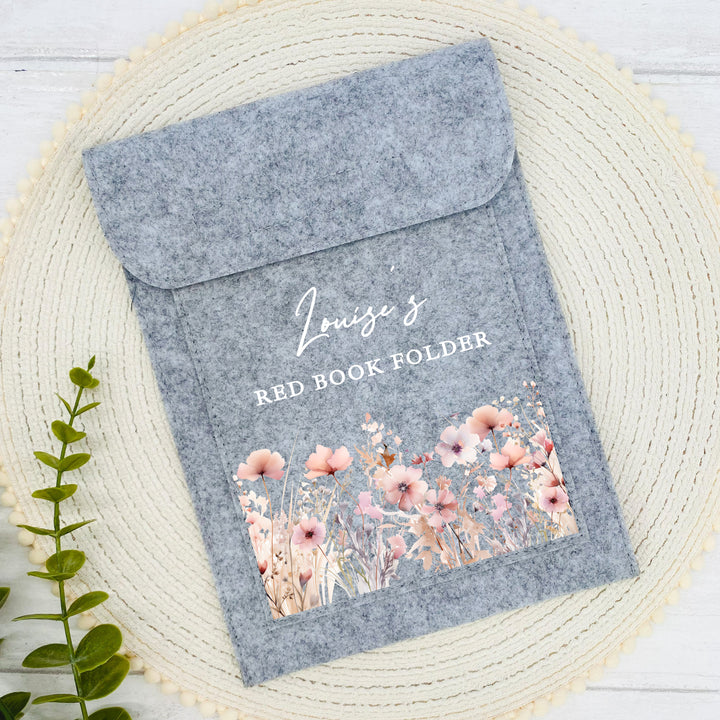 Personalised Pink Floral Red Book Cover