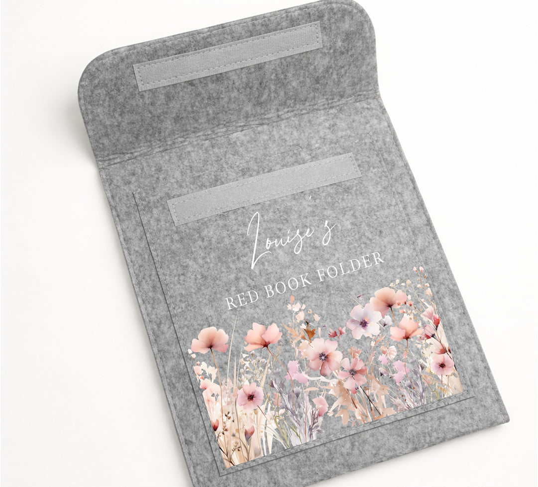 Personalised Pink Floral Red Book Cover