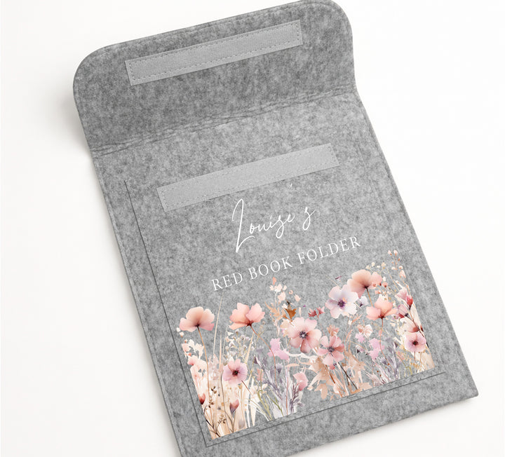 Personalised Pink Floral Red Book Cover